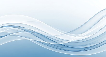 Abstract blue white flowing wave lines clean modern background art