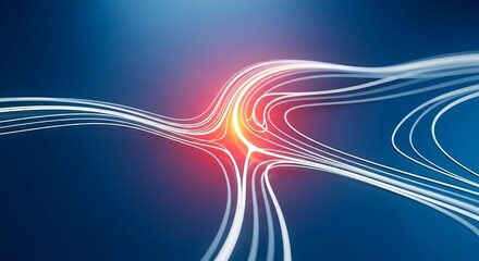 Futuristic network connections with energy on blue background.