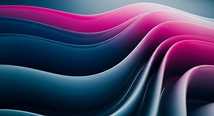 Dynamic flowing abstract wavy pattern with blue and magenta gradients.