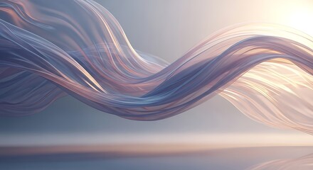 Abstract fluid dynamic waves, elegant translucent fabric motion