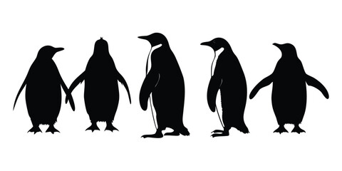 Naklejka premium Charming penguin silhouette illustration capturing the essence of arctic wildlife and winter themes