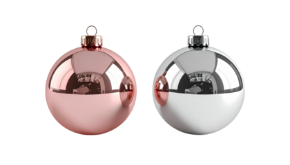  Modern Metallic Ornament Duo, isolated on transparent background