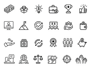 Modern and professional business team icons representing collaboration success and teamwork for corporate presentations and digital projects