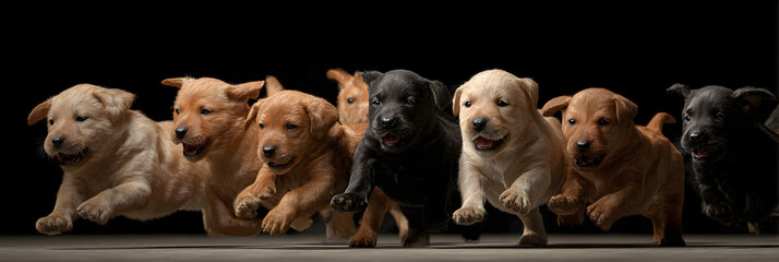 Joyful Furry Friends: Puppes Romping and Frolicking n Playful Harmony, Spreadig Happiness and Laughter wth Their Adorable Antics ad Boundless Energy