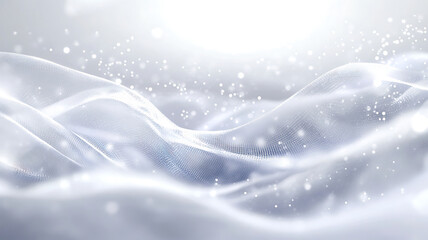 White dotted mesh abstract background with light bokeh effect elegant wavy structure subtle backdrop clean modern design beautiful glowing particles conceptual illustration