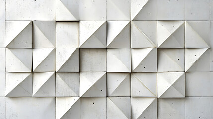 White geometric wall texture abstract architectural concrete structure modern art design background repeating patterns and triangular forms