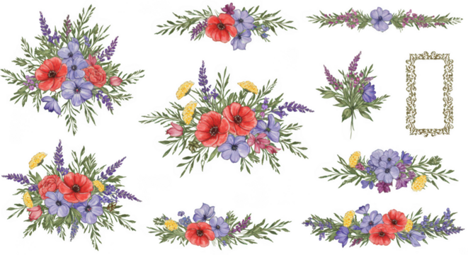 Floral Symphony: A vibrant floral composition featuring a stunning array of blossoms, meticulously arranged to showcase a symphony of colors, textures, and forms.