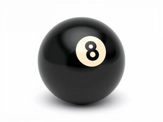 black billiard ball number 8 3d rendering isolated on white background cartoon plastic style icon