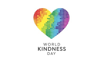 Vibrant rainbow heart celebrates World Kindness Day with positive vibes