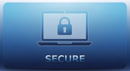 Protecting your digital world, secure laptop with lock icon