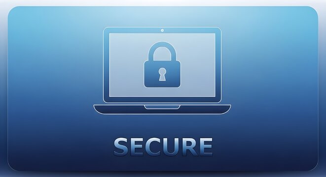 Protecting your digital world, secure laptop with lock icon