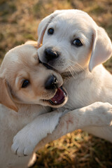 Joyful Furry Friends: Puppes Romping and Frolicking n Playful Harmony, Spreadig Happiness and Laughter wth Their Adorable Antics ad Boundless Energy