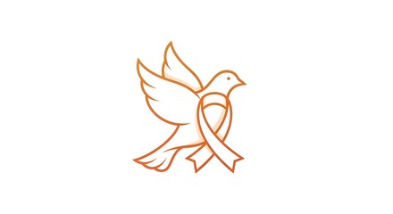 Hopeful dove with orange ribbon symbolizes support and awareness