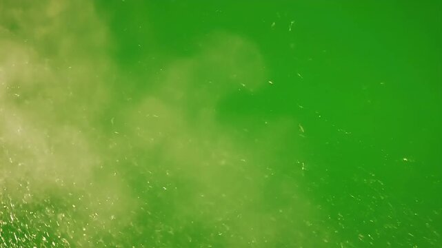 Fine water spray particles misting effect on green screen VFX overlay background