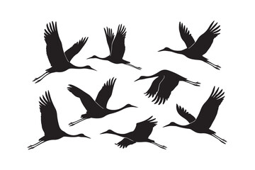 flying crane silhouette bundle collections