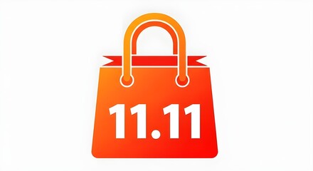 Vibrant shopping bag graphic announces 11.11 sales event for promotions