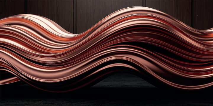 Abstract flowing metallic waves of copper and rose gold colors.