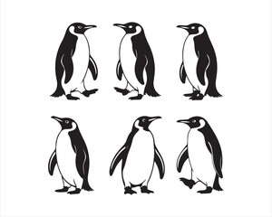 penguin silhouette, penguin vector illustration, penguin collection, penguin set, cute penguin silhouette, walking penguin, minimal penguin design, black and white penguin, penguin logo design set