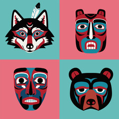 illustration vector graphic of native american mask