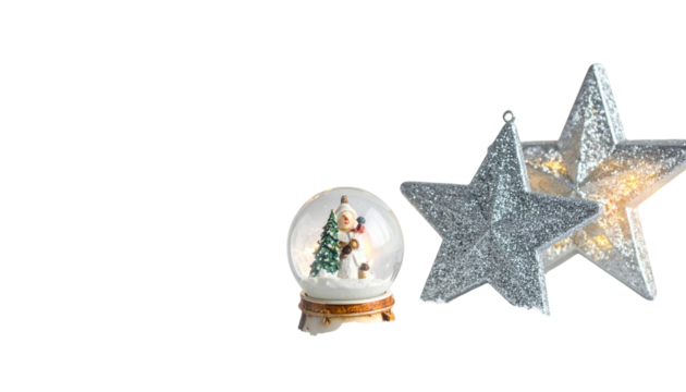 Snow Globe and Star Ornament Duo, isolated on transparent background - Powered by Adobe