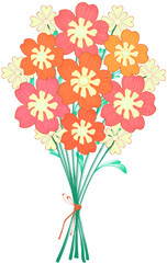 Hand-Drawn Bright Orange and Yellow Wildflower Bouquet Element