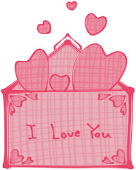 Envelope Opening with Hearts Illustration