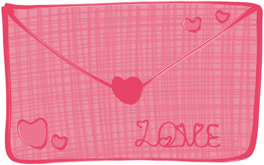 Pink Love Letter Envelope with Heart Seal Illustration