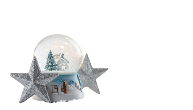Snow Globe and Star Ornament Duo, isolated on transparent background
