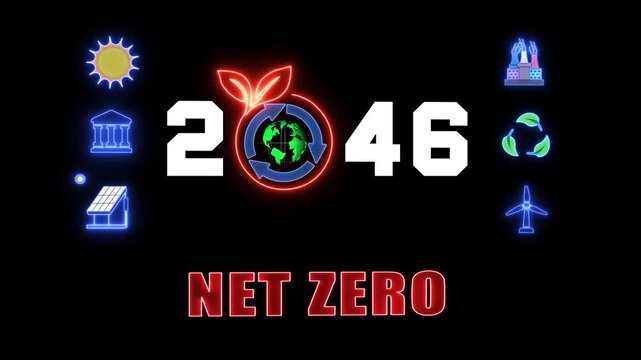 Visualization of 2046 net zero goal, representing the world's urgent need for sustainable carbon reduction policies.