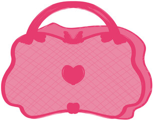 Quilted Pink Handbag Illustration with Heart Detail