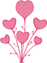 Romantic Pink Heart Flower Bouquet Illustration