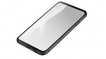 Silver frameless smartphone isolated on transparent background in a studio shot