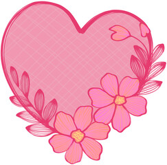 Floral Border Heart Frame with Pink Flowers