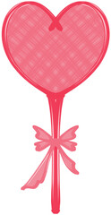 Pink Heart Lollipop with Ribbon Bow Illustration