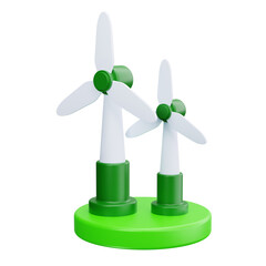 3D Green Double Wind Power Icon