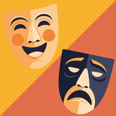 set illustration vector graphic of comedy and theater mask