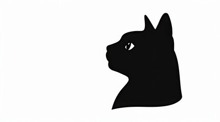 Elegant black cat silhouette illustration in profile minimal art