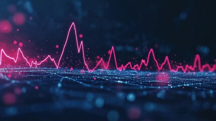 Analyzing digital wave patterns virtual environment data visualization futuristic concept high-tech viewpoint