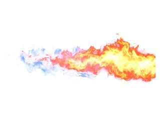 Dynamic elemental energy stream transitioning from cool blue to fiery red and yellow