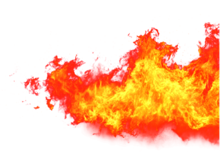 Vibrant orange and red flame burst with glowing sparks and fiery texture