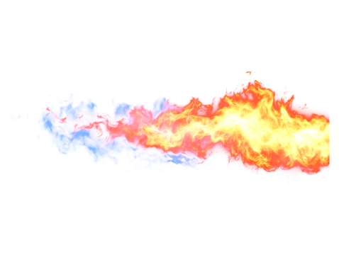 Dynamic elemental energy stream transitioning from cool blue to fiery red and yellow