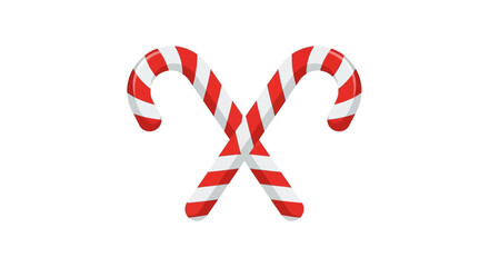 Two Candy Canes Crossed on a White Background.