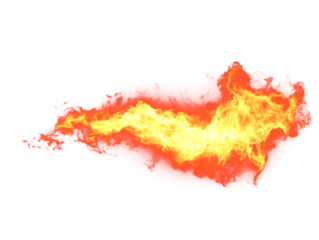 Dynamic fiery blast with intense red and yellow flames