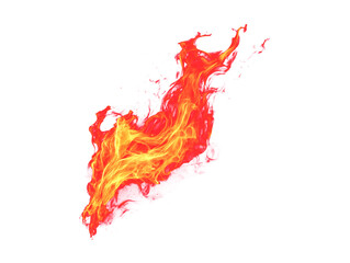 Vibrant red and yellow flame with transparent background for design projects