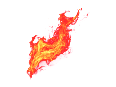 Vibrant red and yellow flame with transparent background for design projects - Powered by Adobe