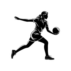 Silhouette of a female bowler throwing ball on lane sport action vector illustration.