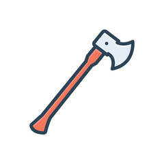 Color illustration icon for axe