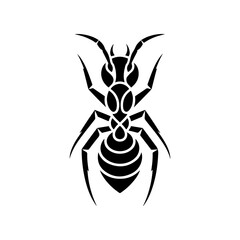 Silhouette of a ant insect top view icon or tattoo vector illustration.