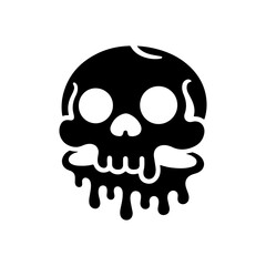 Silhouette of a teddy bear melting dripping skull vector illustration.