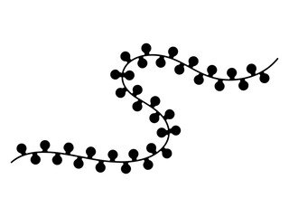 Silhouette of a christmas string lights simple for holiday decoration border and frame.